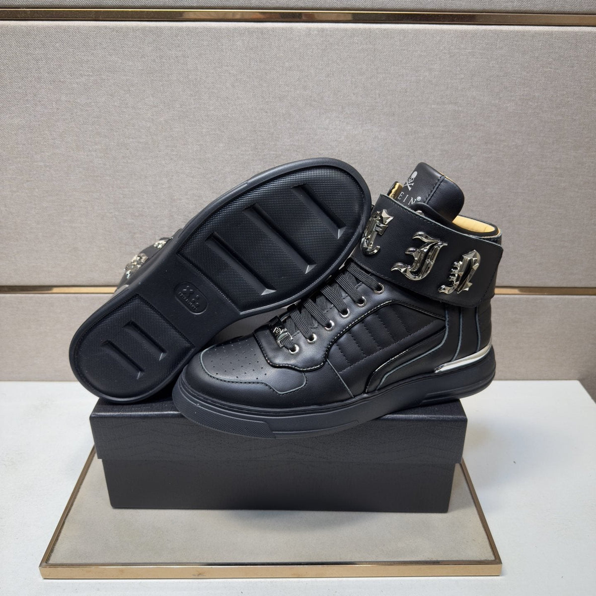 Philipp Plein Buckle-Strap High-Top Sneakers — side