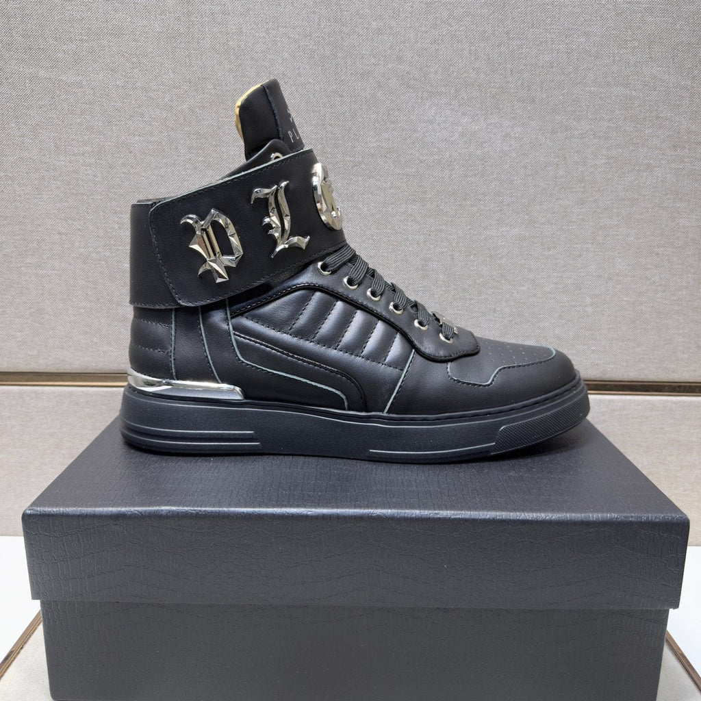 Philipp Plein Buckle-Strap High-Top Sneakers — side