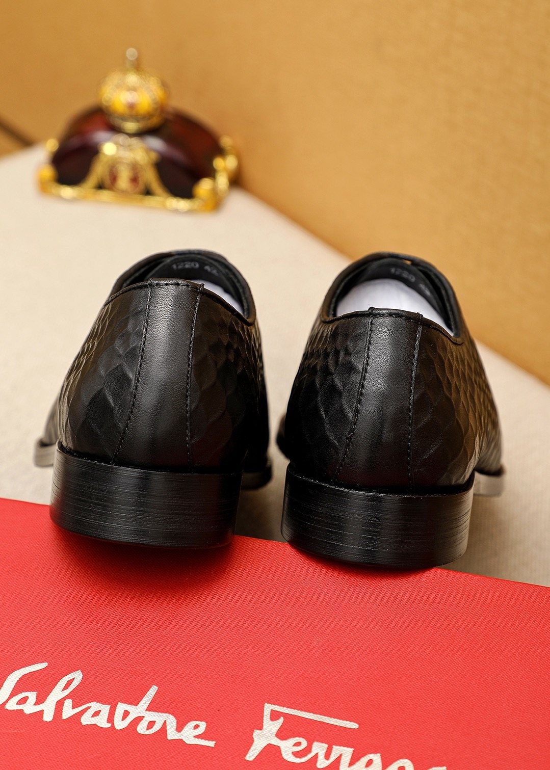 Ferragamo Textured Lace-Up Dress Shoes — back