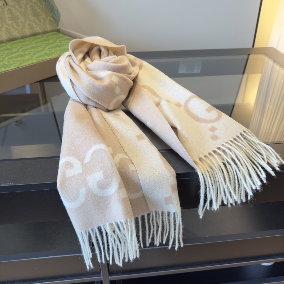 Gucci Reversible GG Fringed Scarf — front