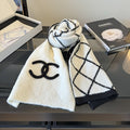 Chanel Reversible Ivory & Black Knit Scarf — hero