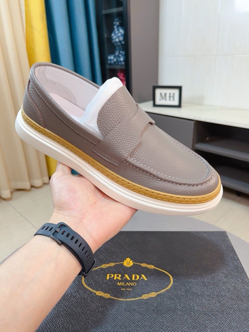 Prada Textured Slip-On Shoes — side