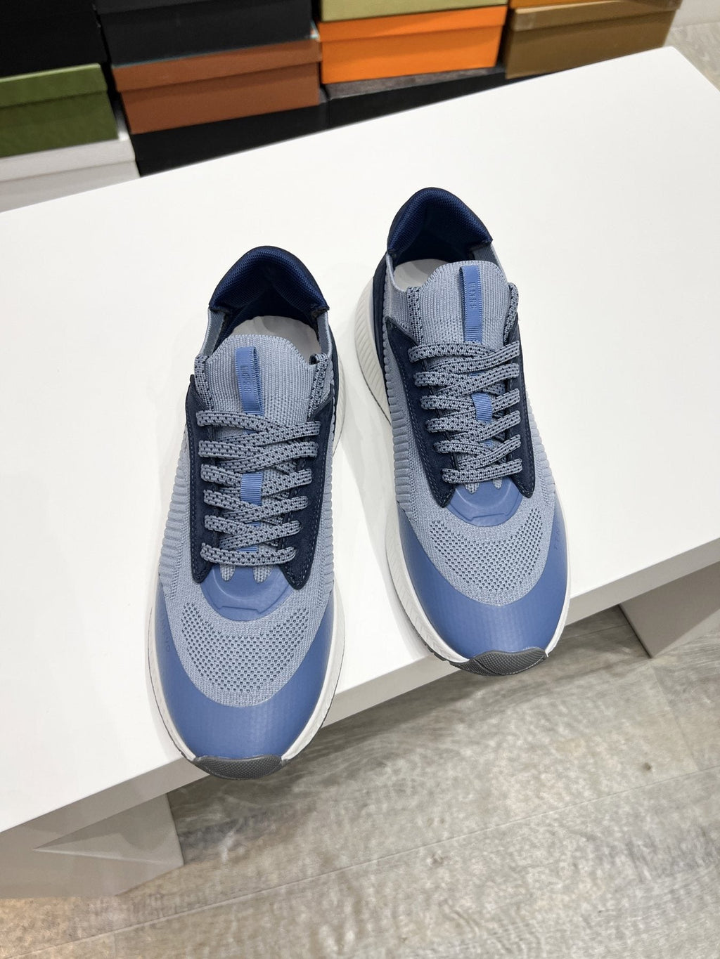 BOSS Knit Ribbed-Sole Sneakers — side