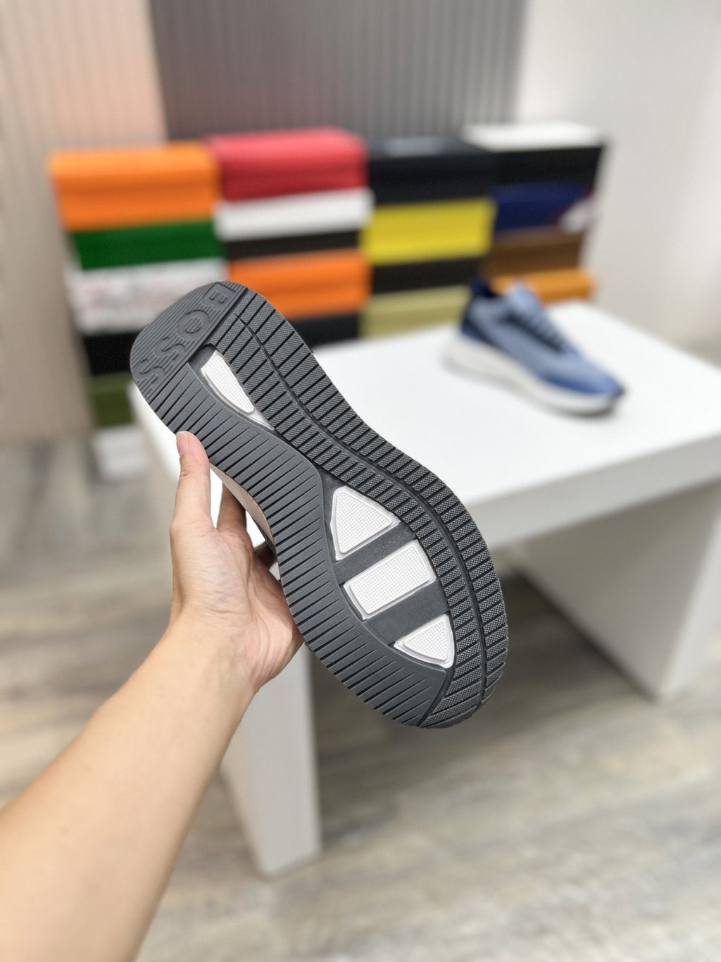 BOSS Knit Ribbed-Sole Sneakers — side