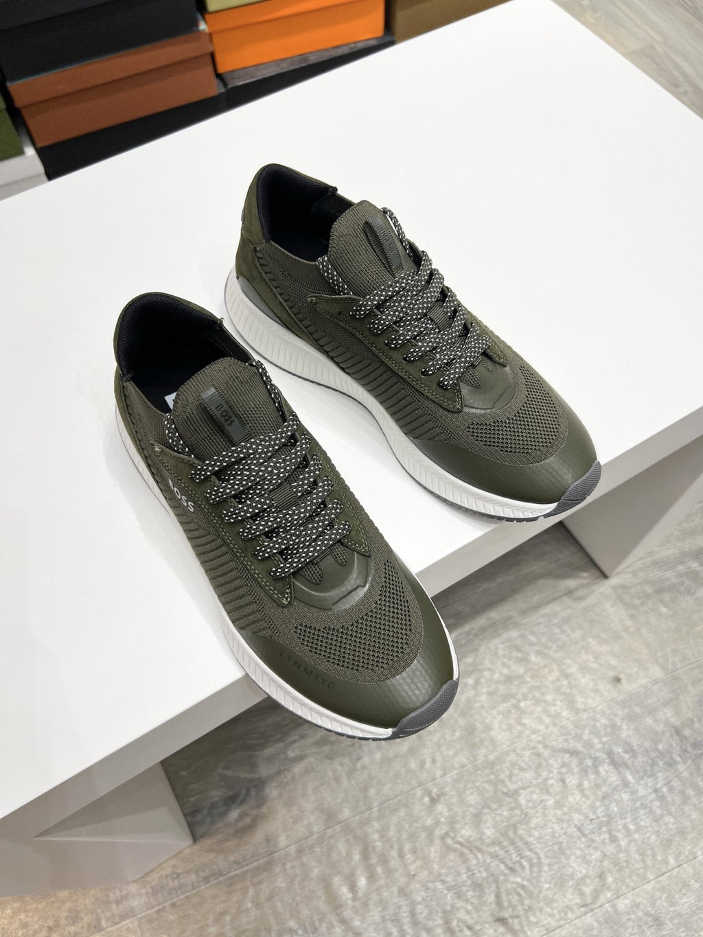 BOSS Knit Ribbed-Sole Sneakers — side