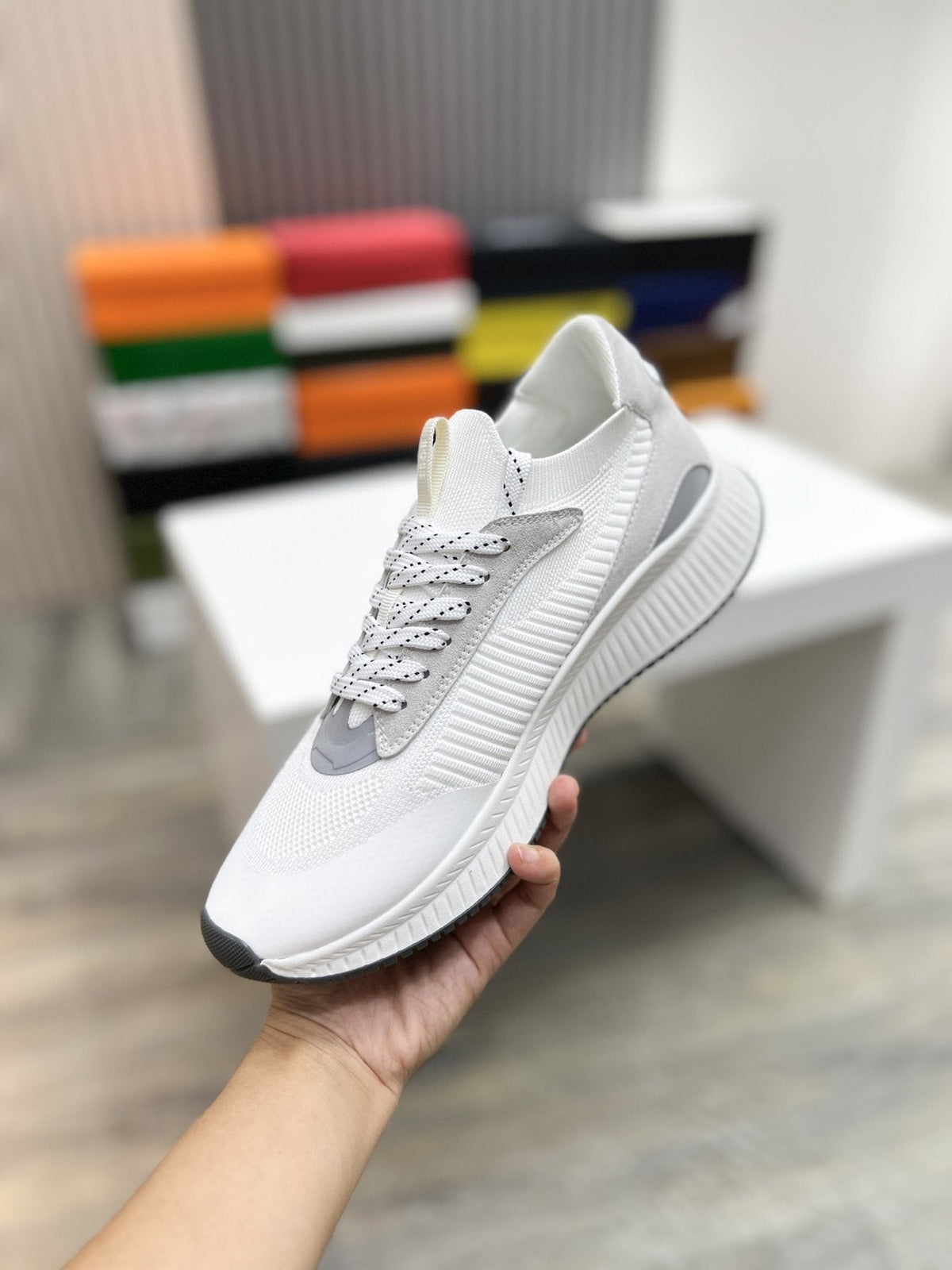 BOSS Knit Ribbed-Sole Sneakers — side
