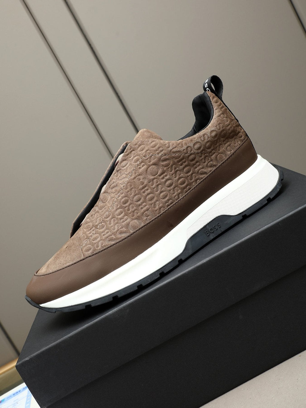 Hugo Boss Men's Textured Thick-Sole Slip-On Sneakers — side
