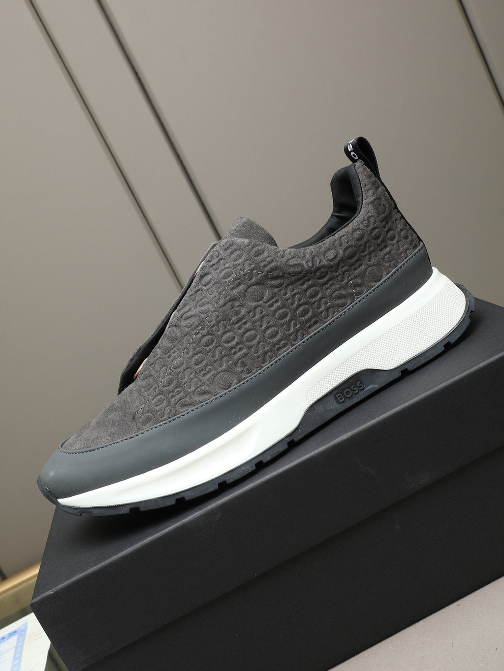 Hugo Boss Men's Textured Thick-Sole Slip-On Sneakers — side