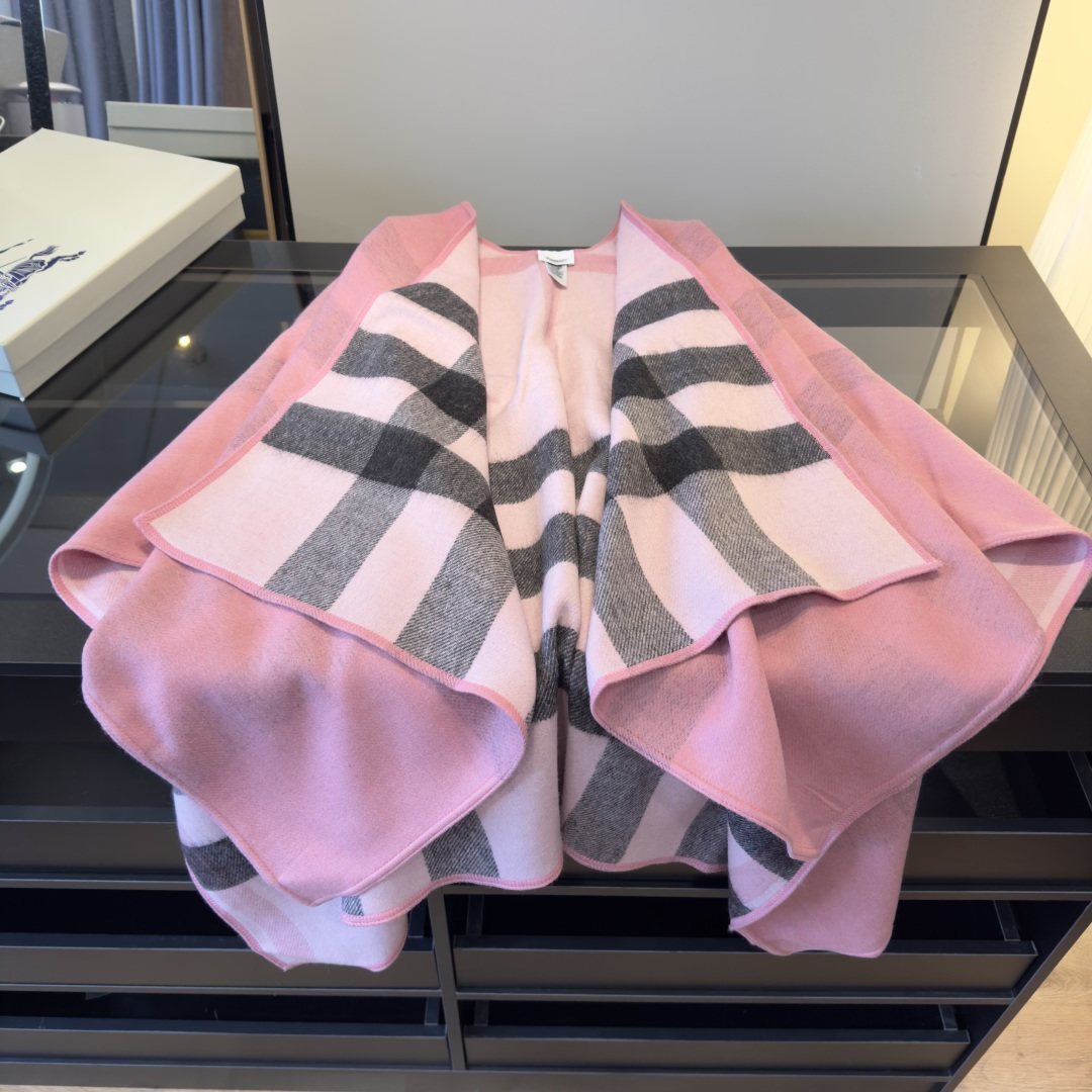 Burberry Reversible Plaid Poncho — front