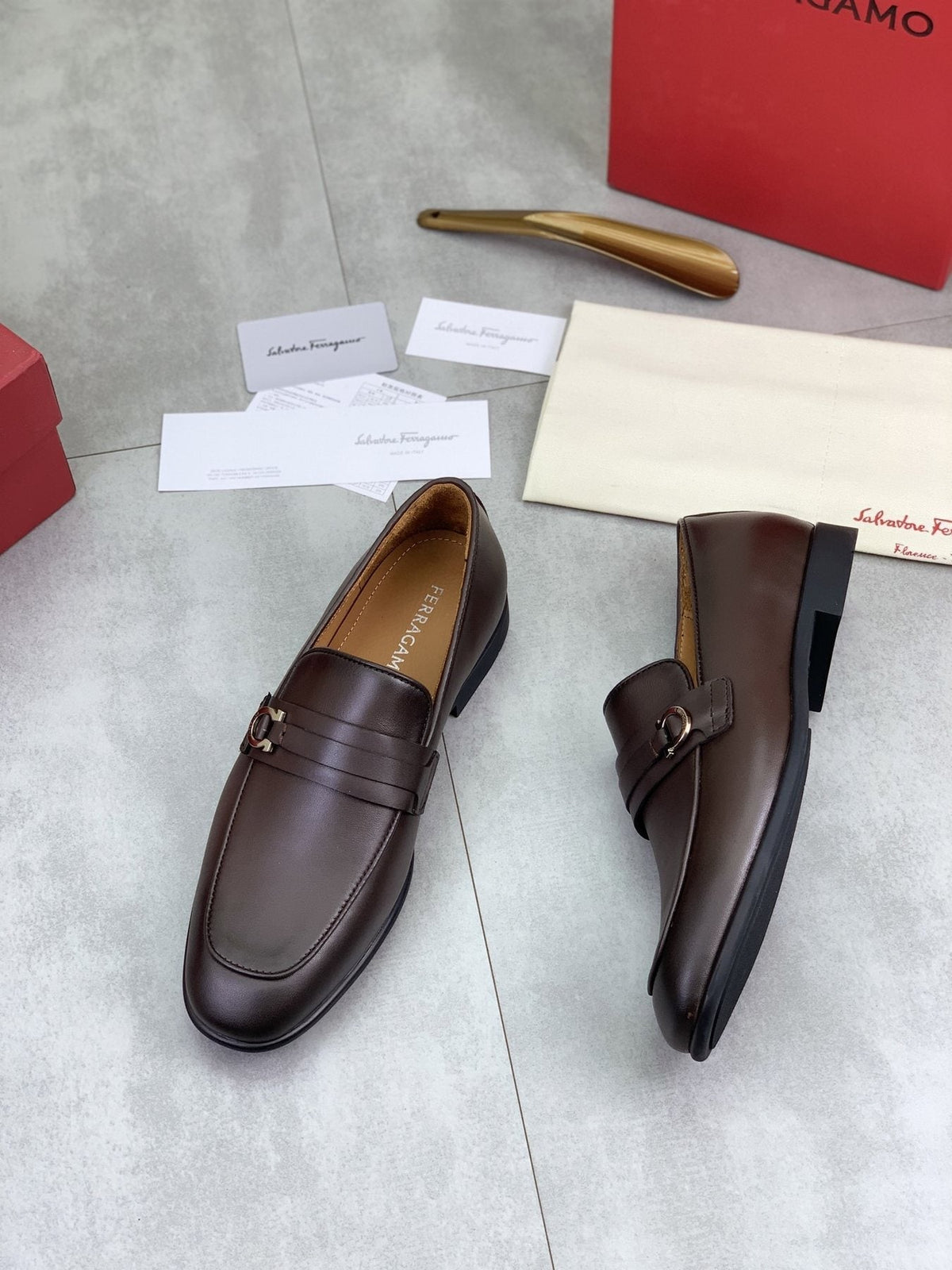 Ferragamo Men's Metal Bit Loafers — side