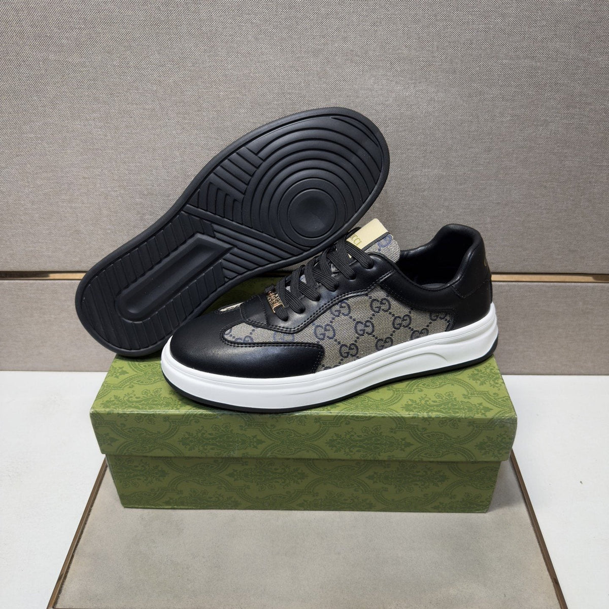 Gucci Men's Patterned-Panel Sneakers — side