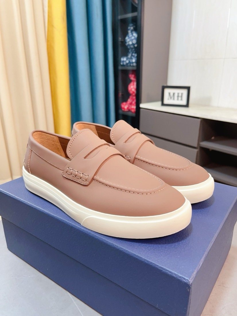 Dior Contrast-Sole Strap Loafers — front