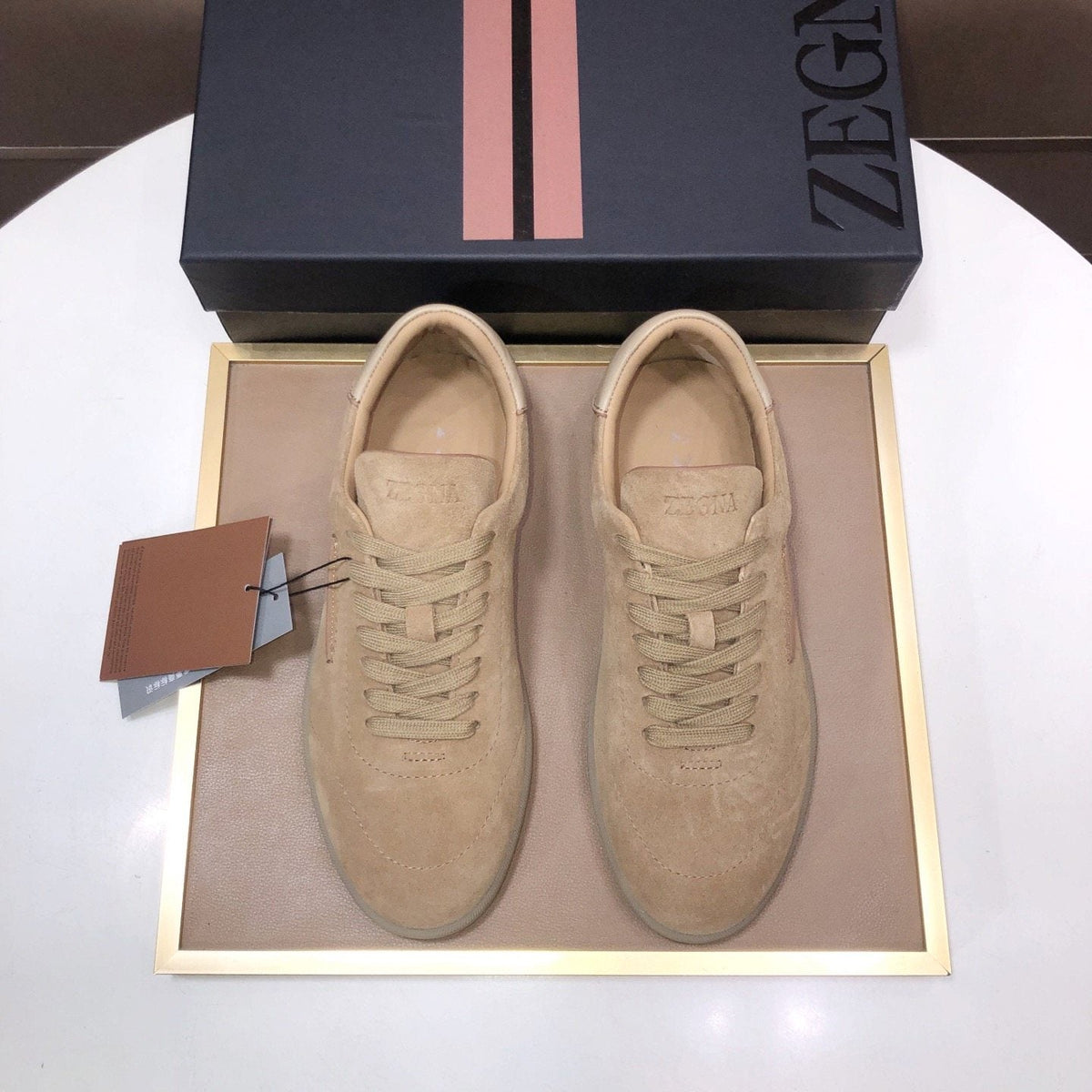 Zegna 232 Suede Low-Top Sneakers — front