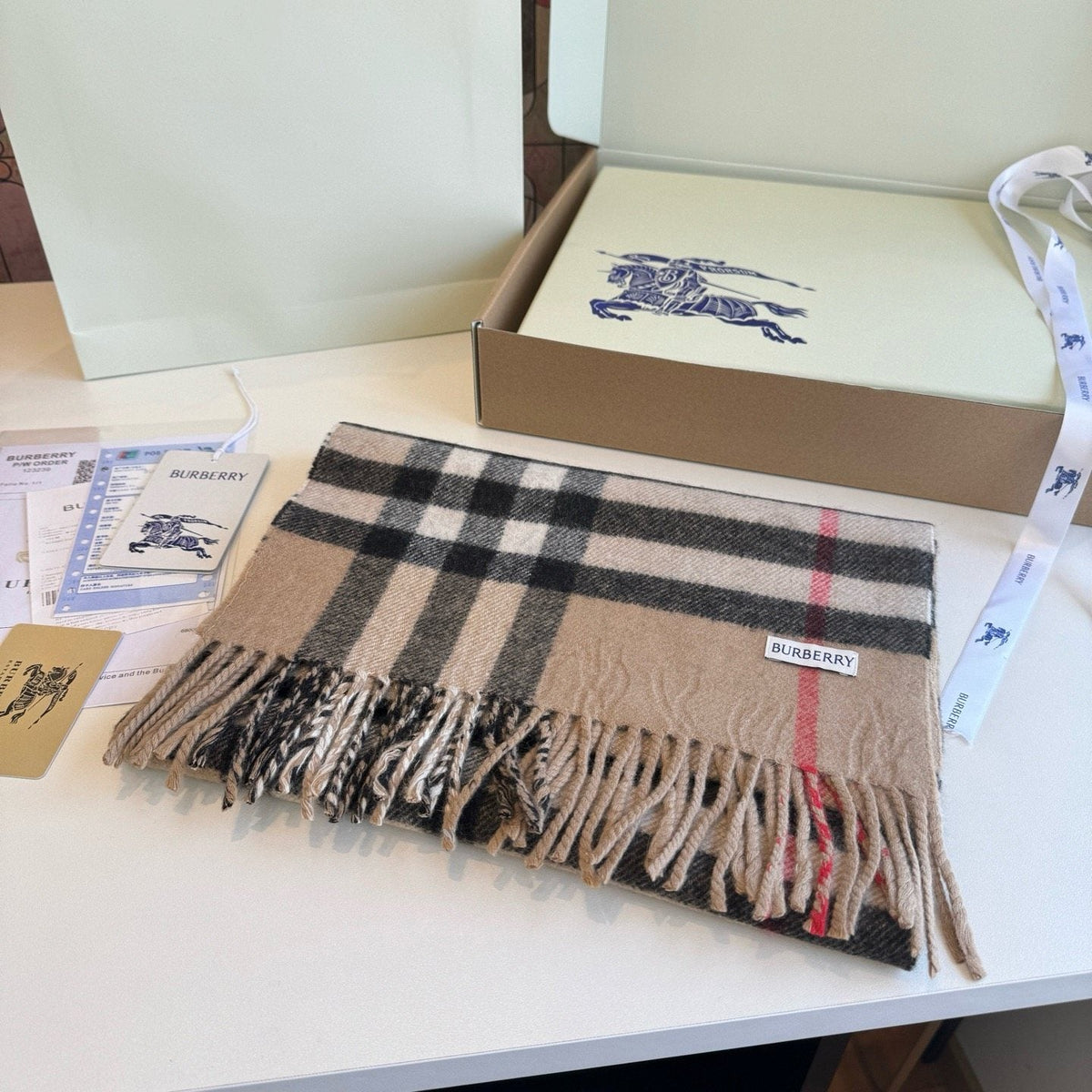 Burberry Reversible Check Fringe Scarf — front