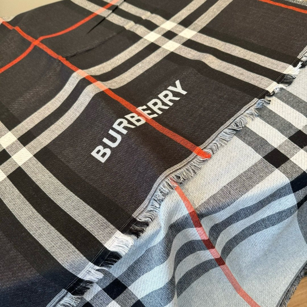 Burberry Plaid Fringe Scarf — detail