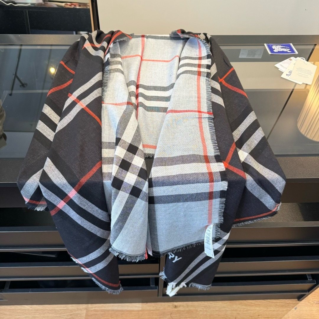 Burberry Plaid Fringe Scarf — side