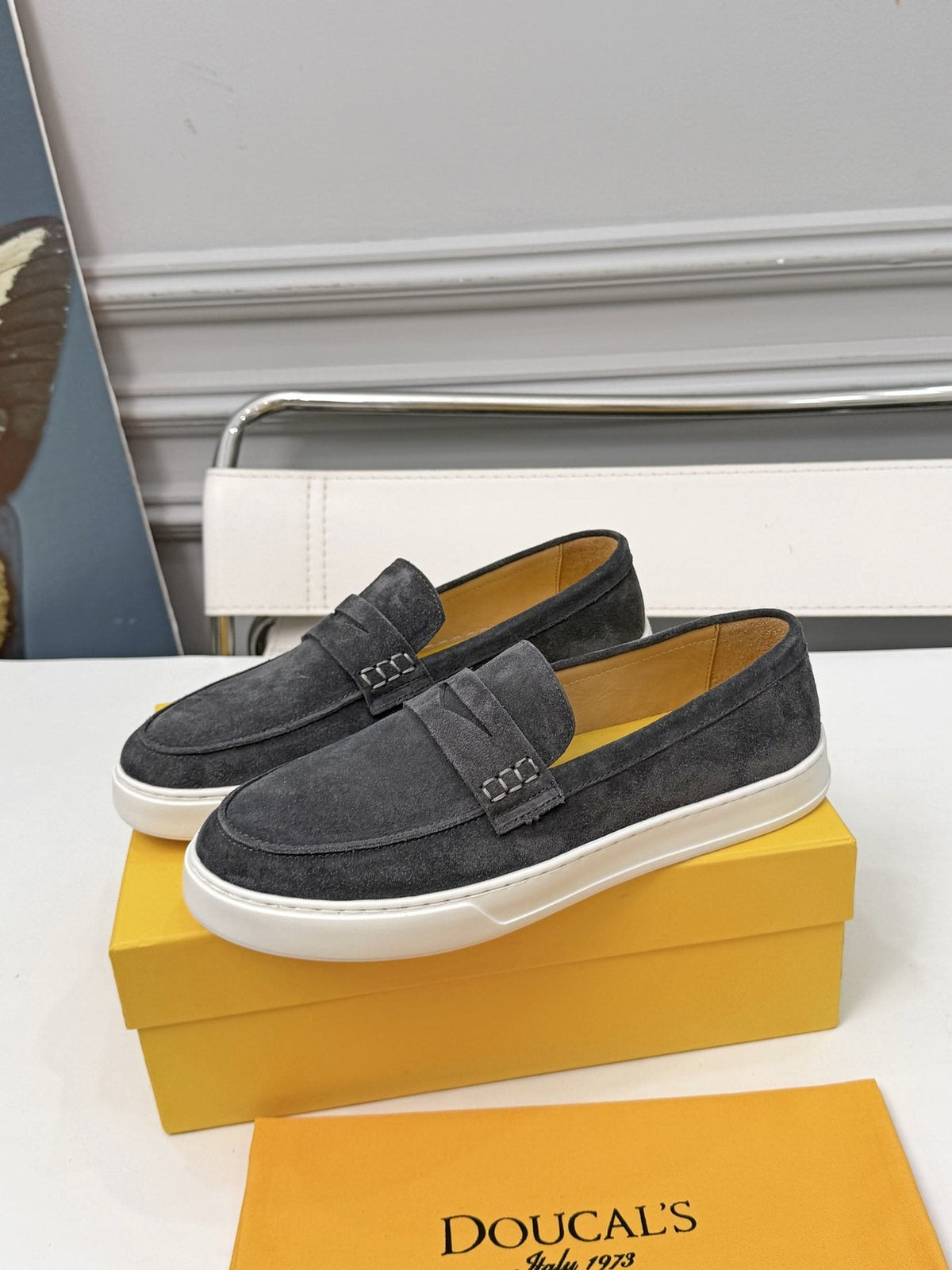 Doucal's Contrast-Sole Slip-On Shoes — model