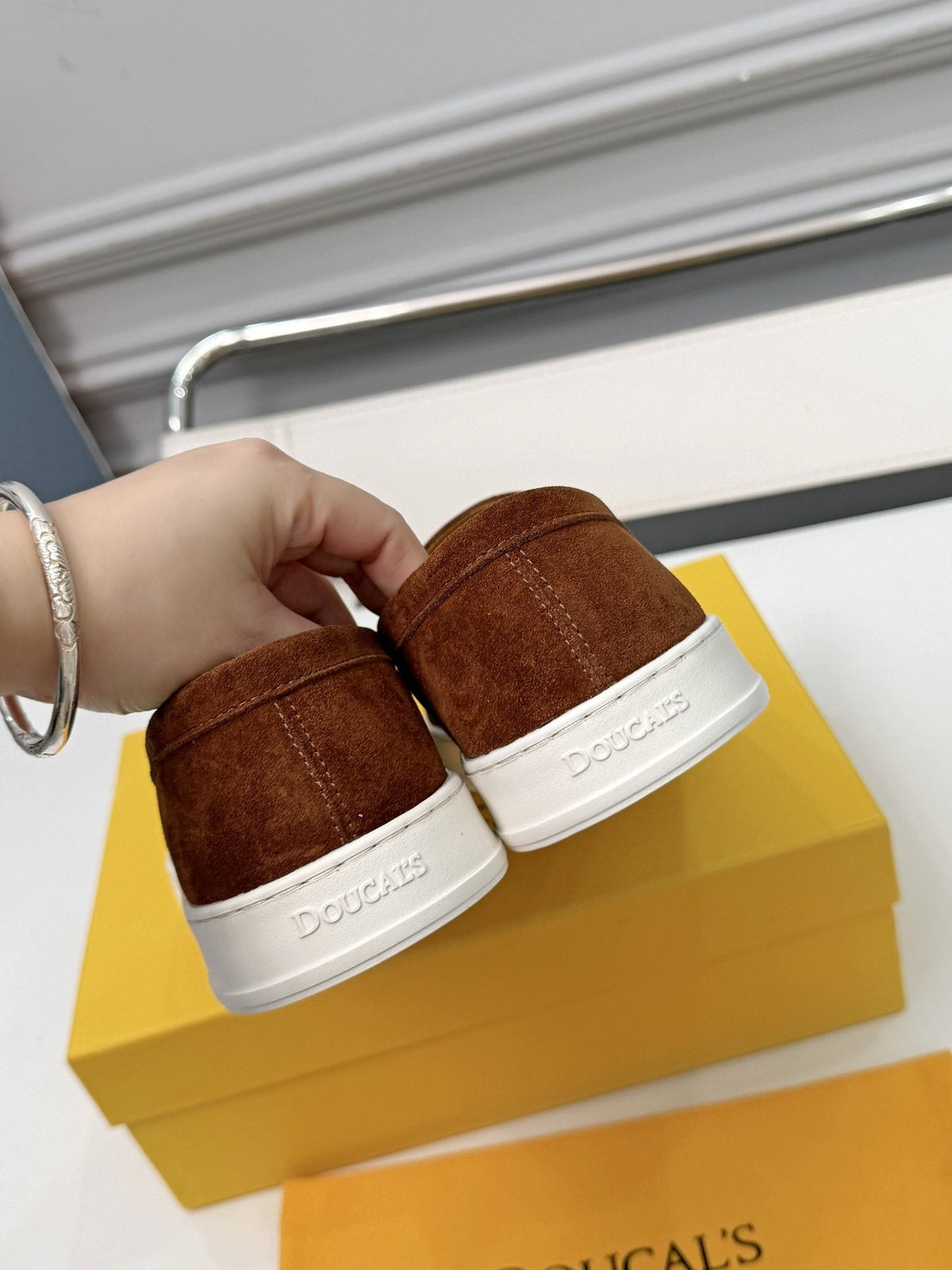 Doucal's Contrast-Sole Slip-On Shoes — model