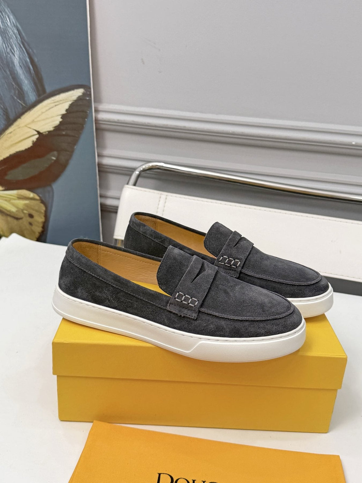 Doucal's Contrast-Sole Slip-On Shoes — model