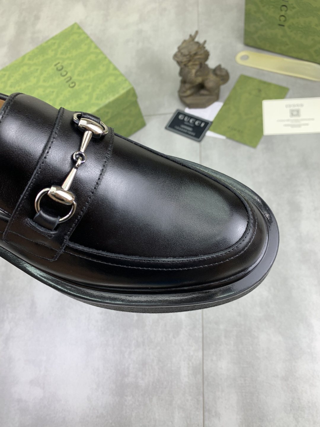 Gucci Men's Metal-Bit Loafers — detail