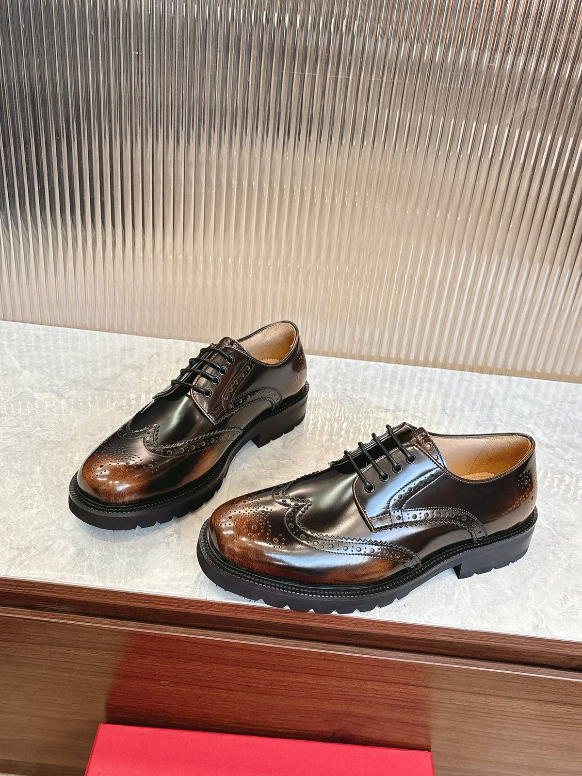 Ferragamo Men's Brogue Derby Shoes — side