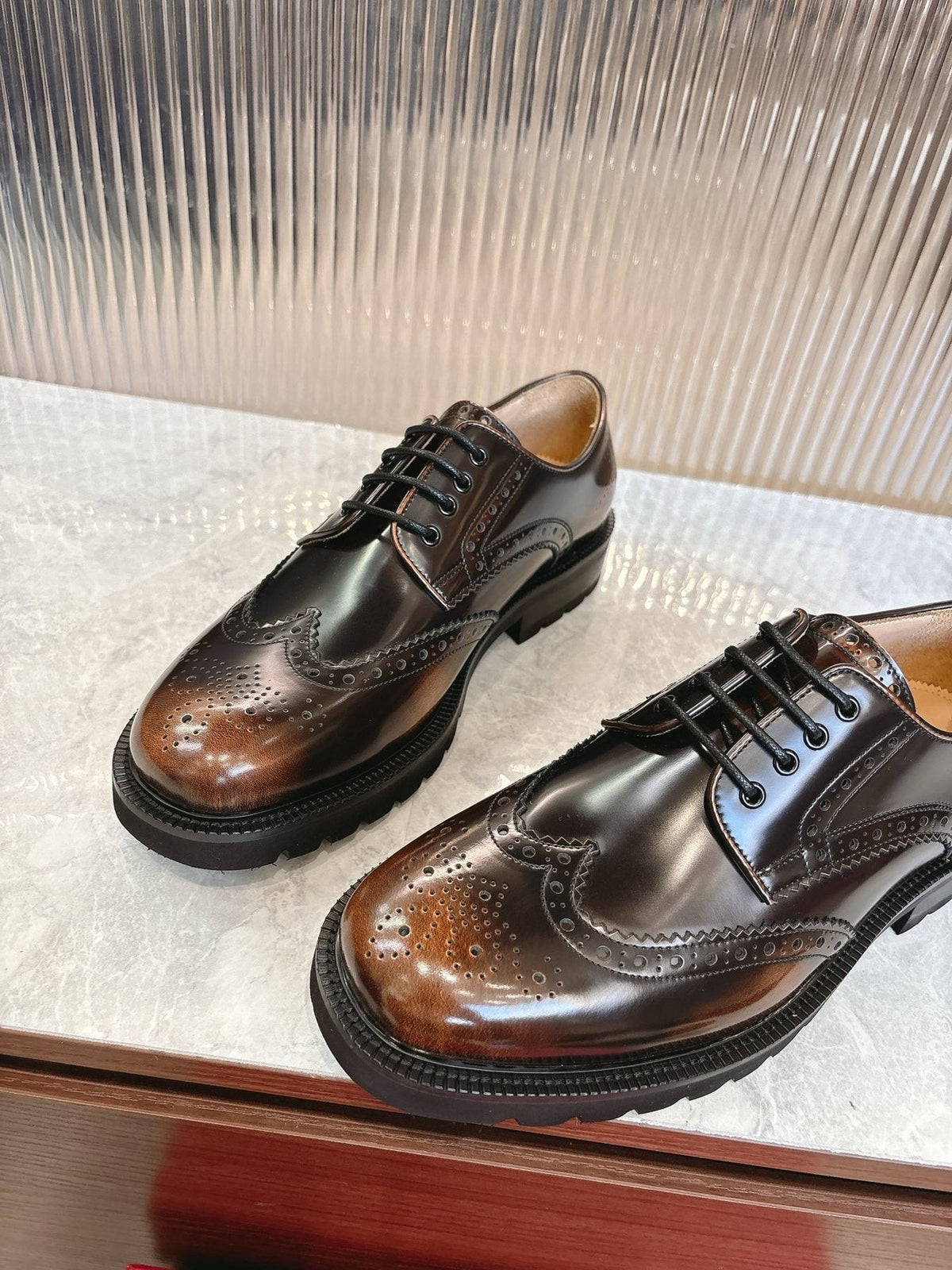 Ferragamo Men's Brogue Derby Shoes — front