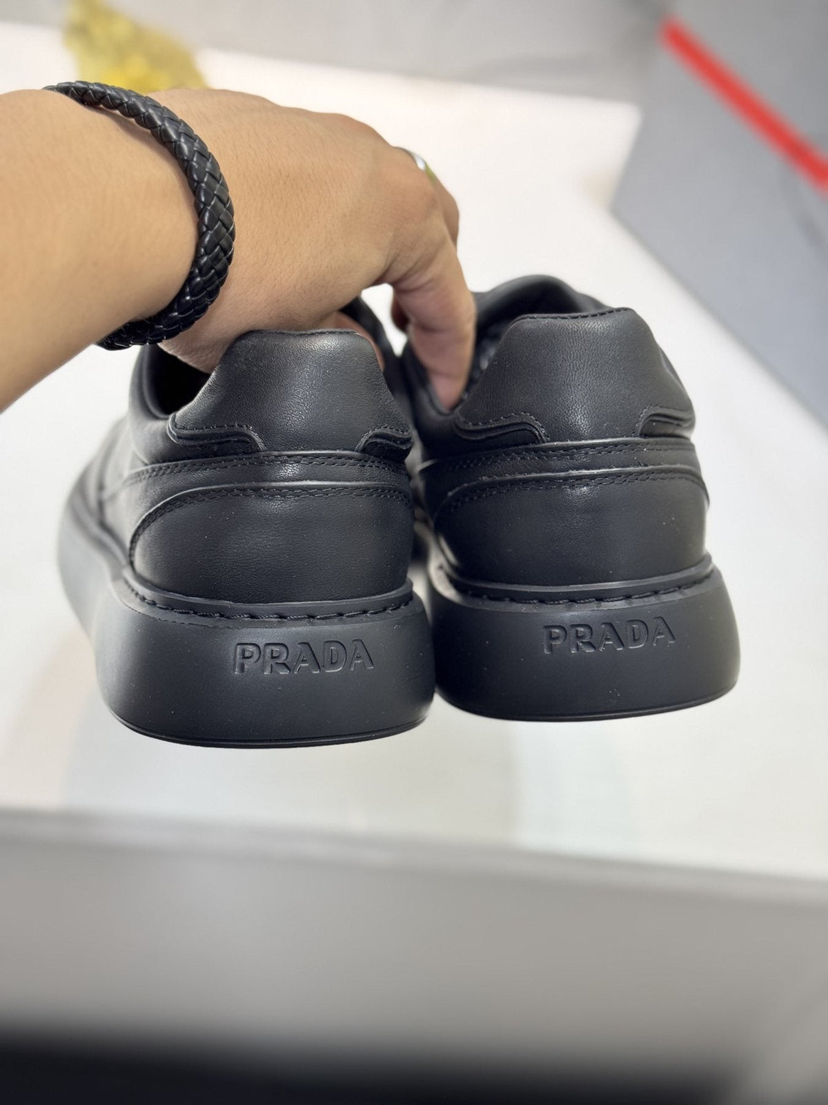 Prada Men's Paneled Lace-Up Sneakers — back