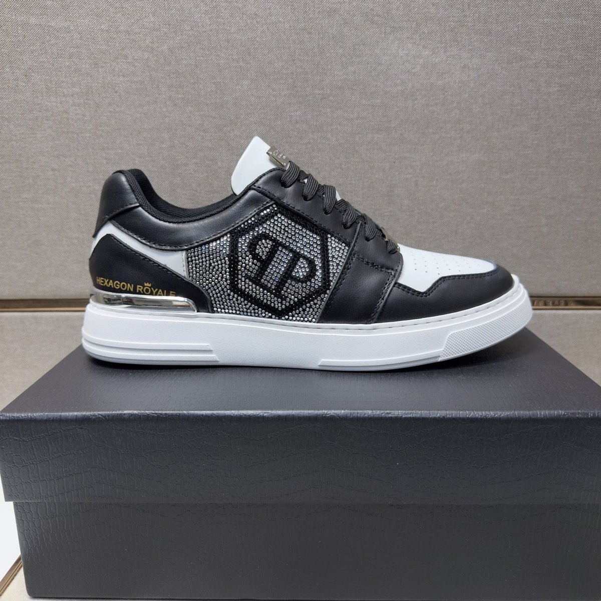 Philipp Plein Black and White Panel Sneakers — side