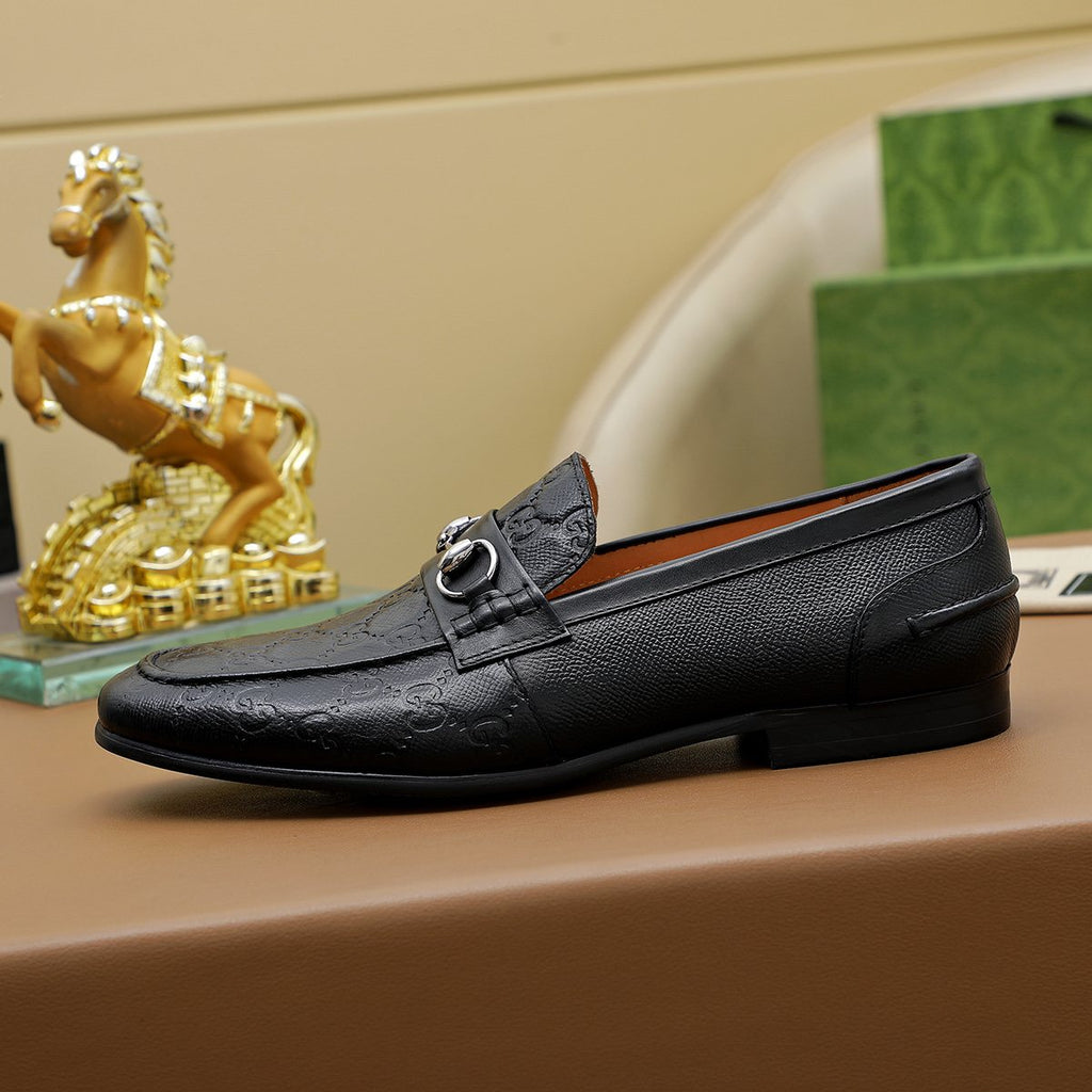 Gucci Black Embossed Loafers — side