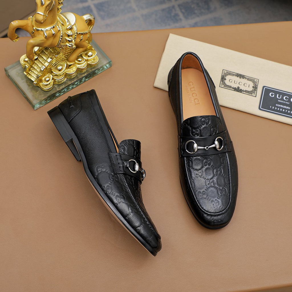 Gucci Black Embossed Loafers — front