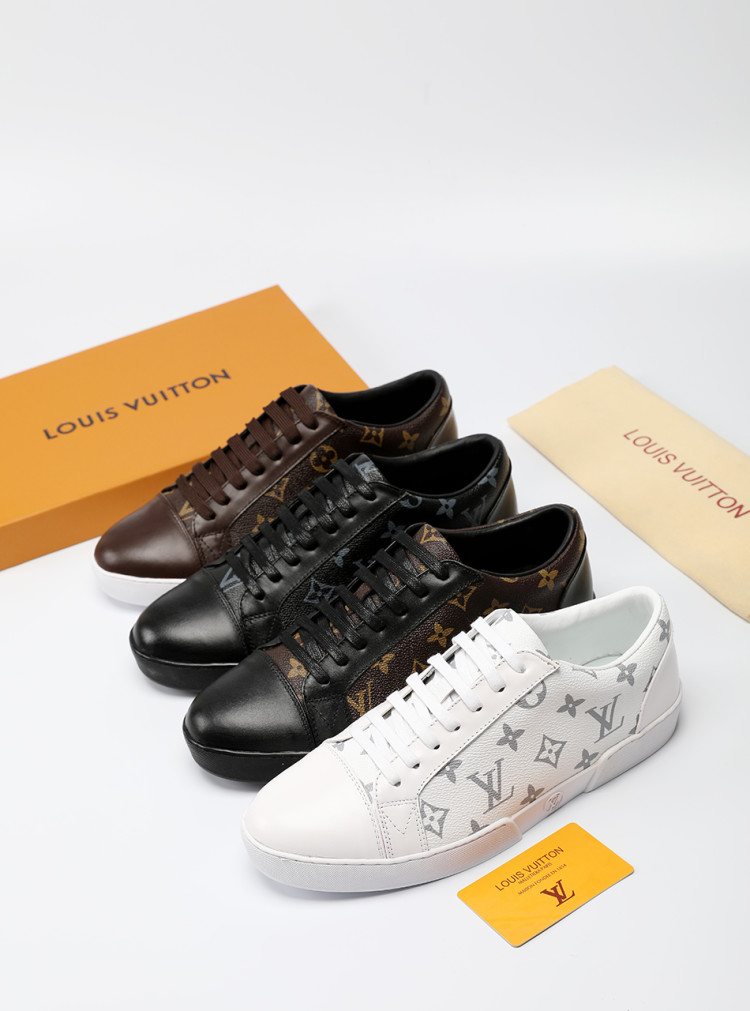 Louis Vuitton Black Monogram Panel Sneakers — front