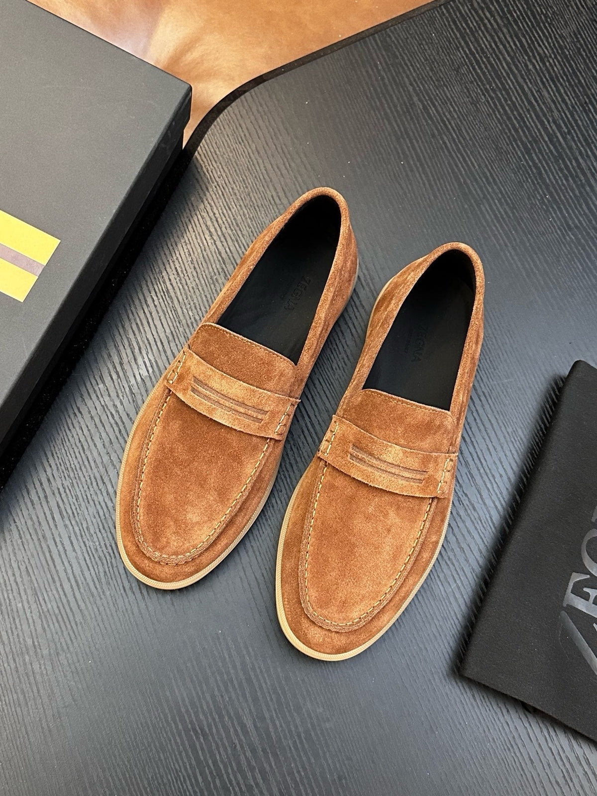Zegna Suede Slip-On Loafers — hero