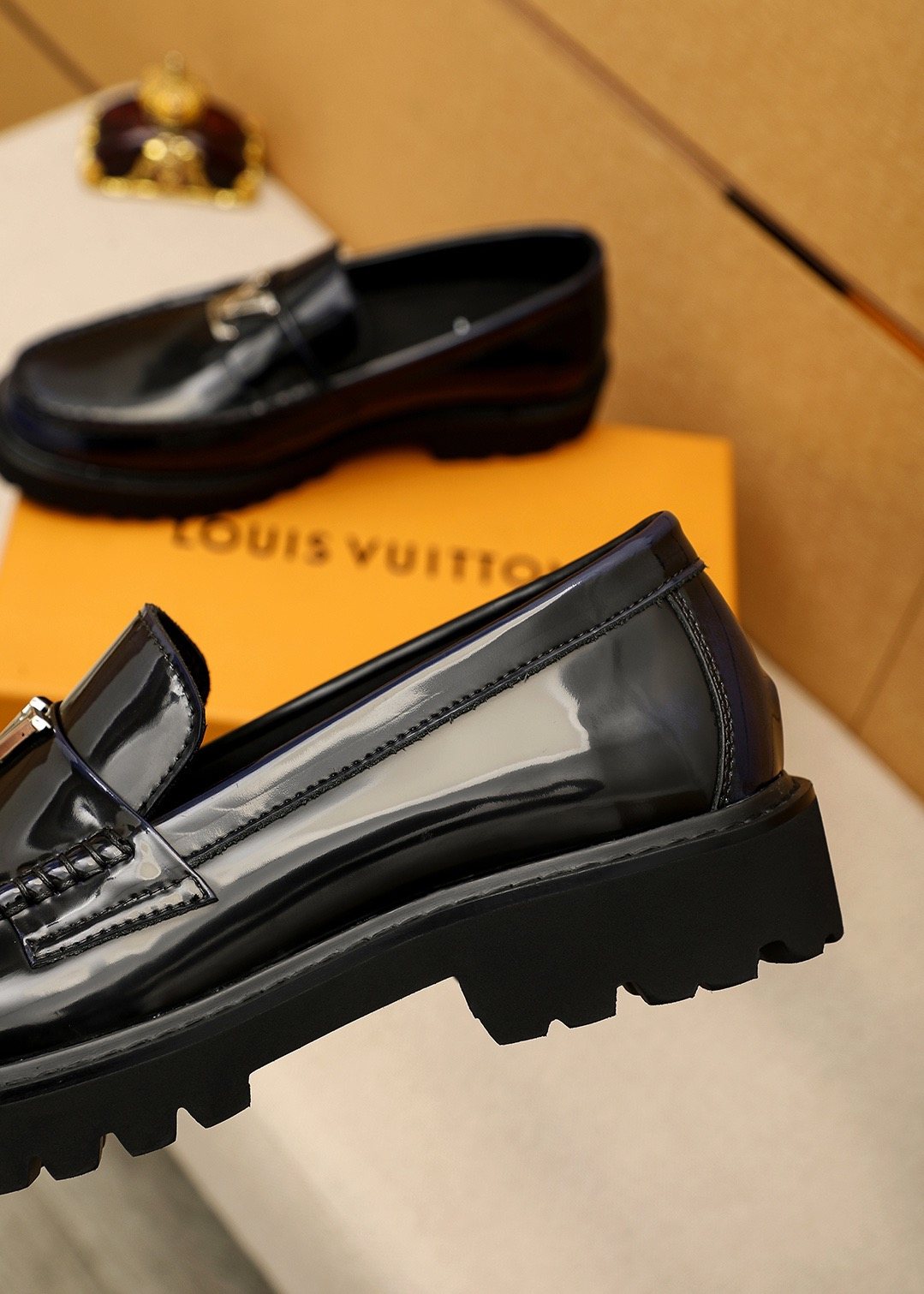 Louis Vuitton Glossy Lug Sole Loafers — detail