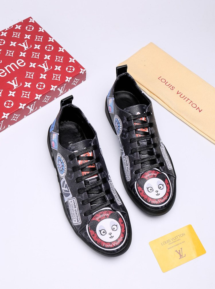 Louis Vuitton Black Graphic Low-Top Sneakers — front