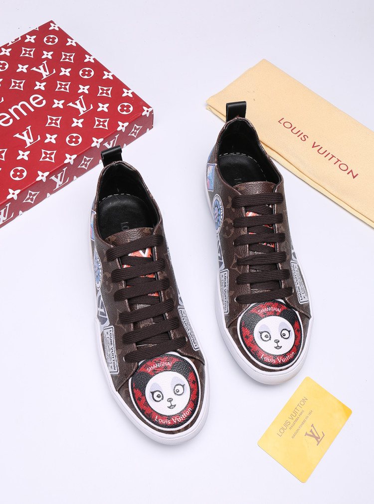 Louis Vuitton Black Graphic Low-Top Sneakers — front