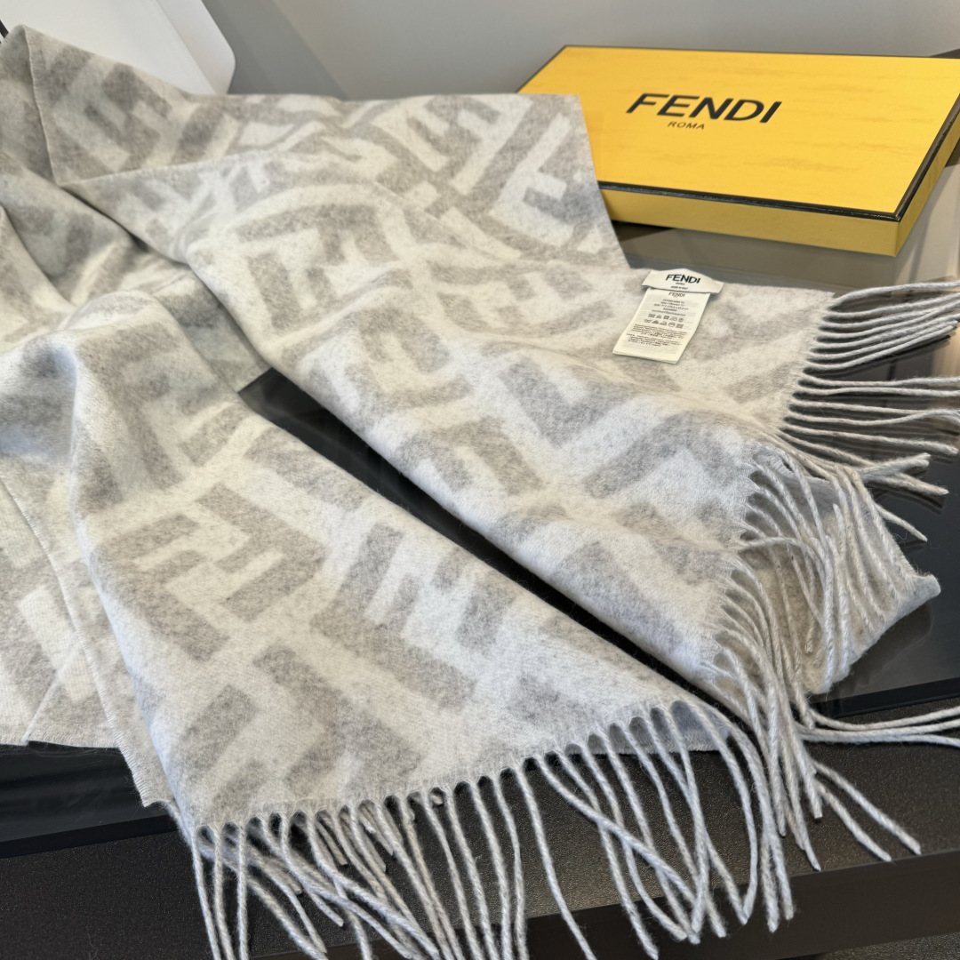 Fendi Geometric Fringed Scarf — front