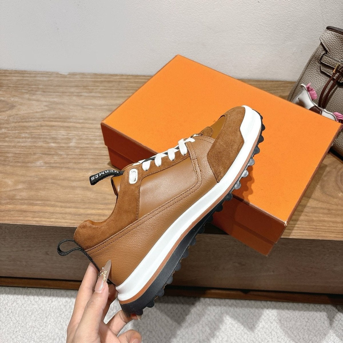 Hermès Paneled Low-Top Sneakers — side