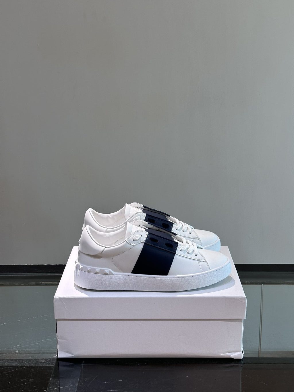 Valentino White Black Strap Low-Top Sneakers — hero