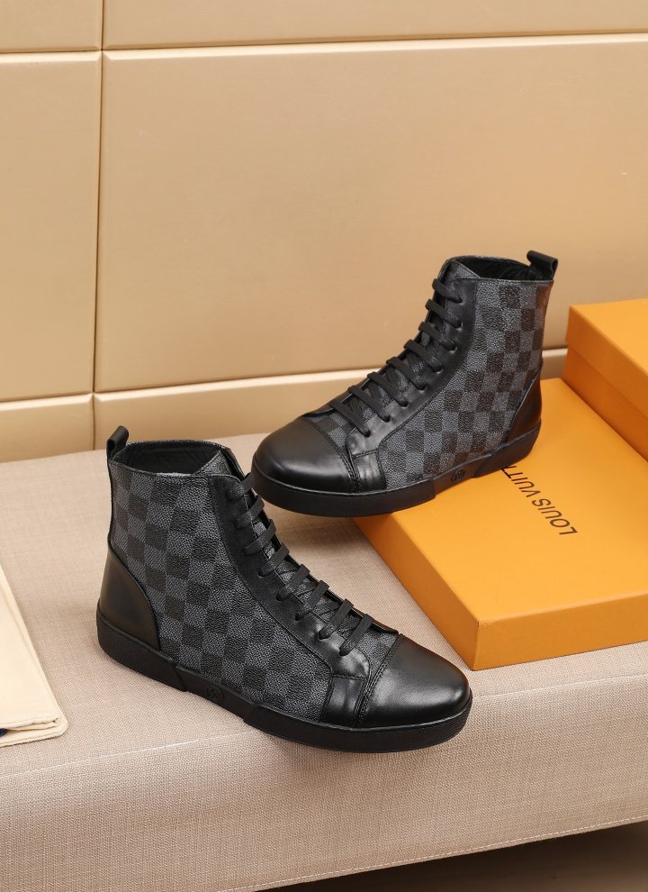 Louis Vuitton Checkerboard High-Top Boots — front
