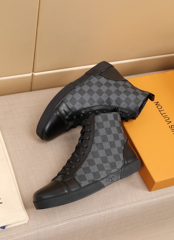 Louis Vuitton Checkerboard High-Top Boots — side