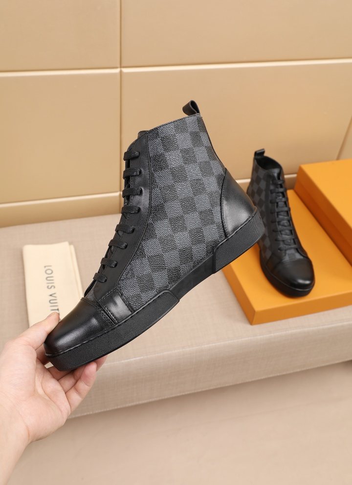 Louis Vuitton Checkerboard High-Top Boots — model