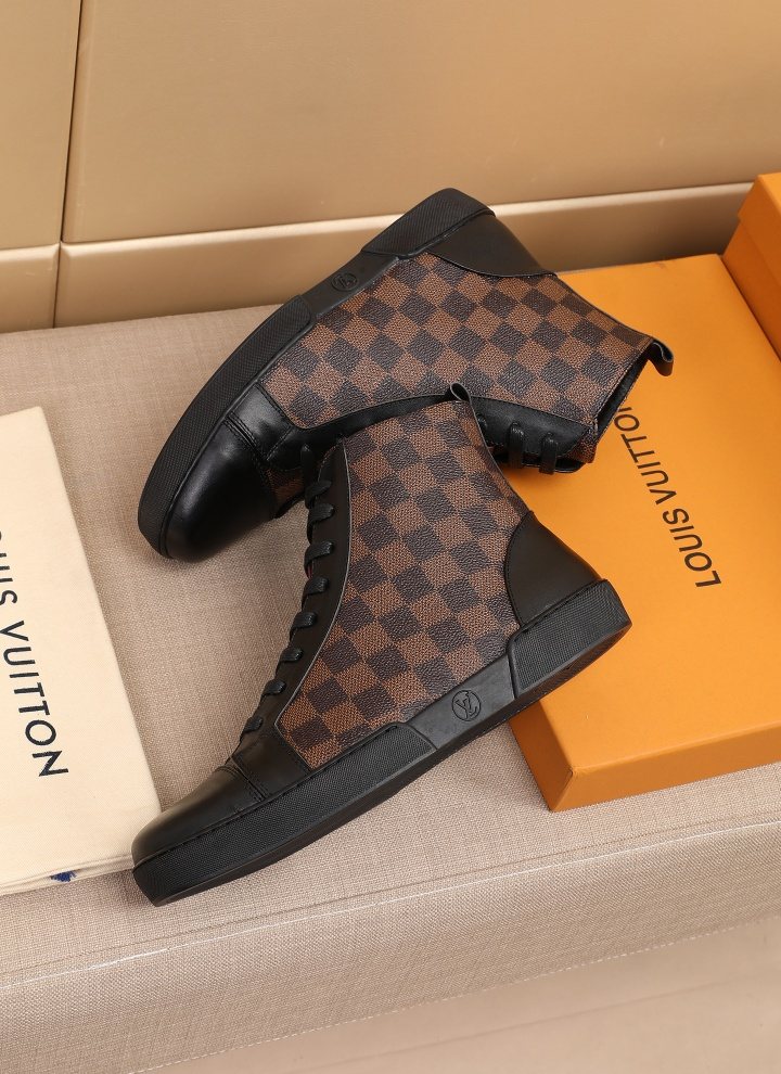 Louis Vuitton Checkerboard High-Top Boots — front
