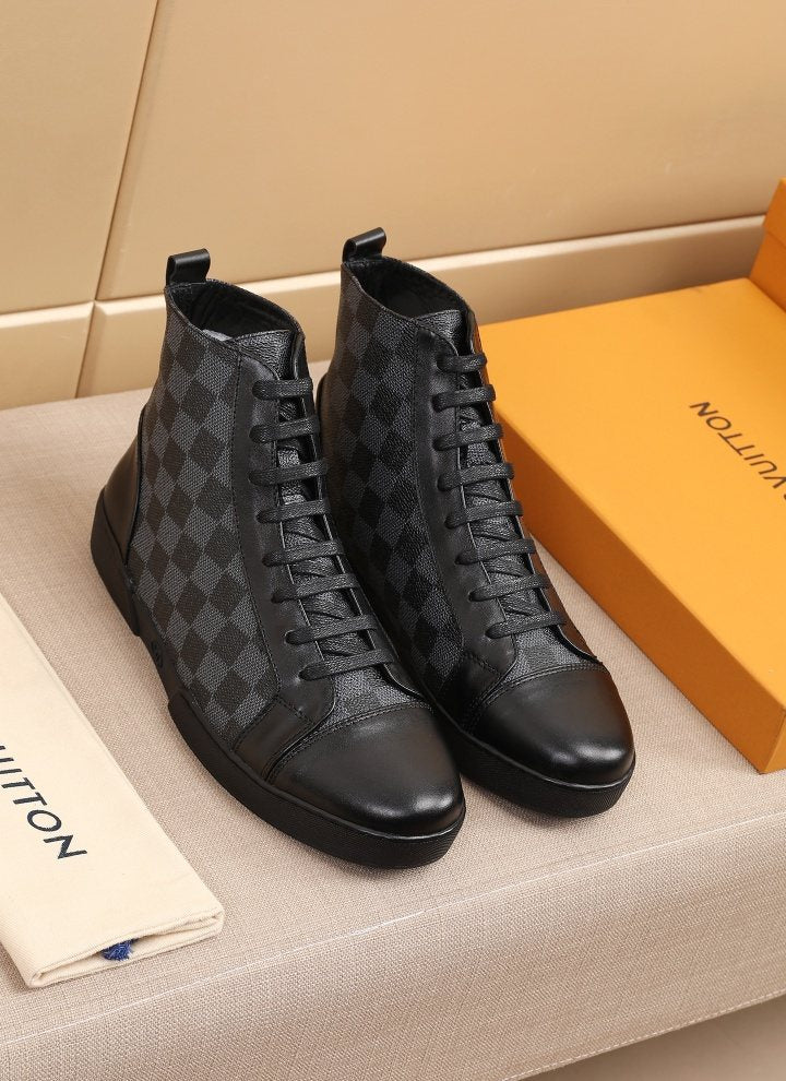 Louis Vuitton Checkerboard High-Top Boots — front