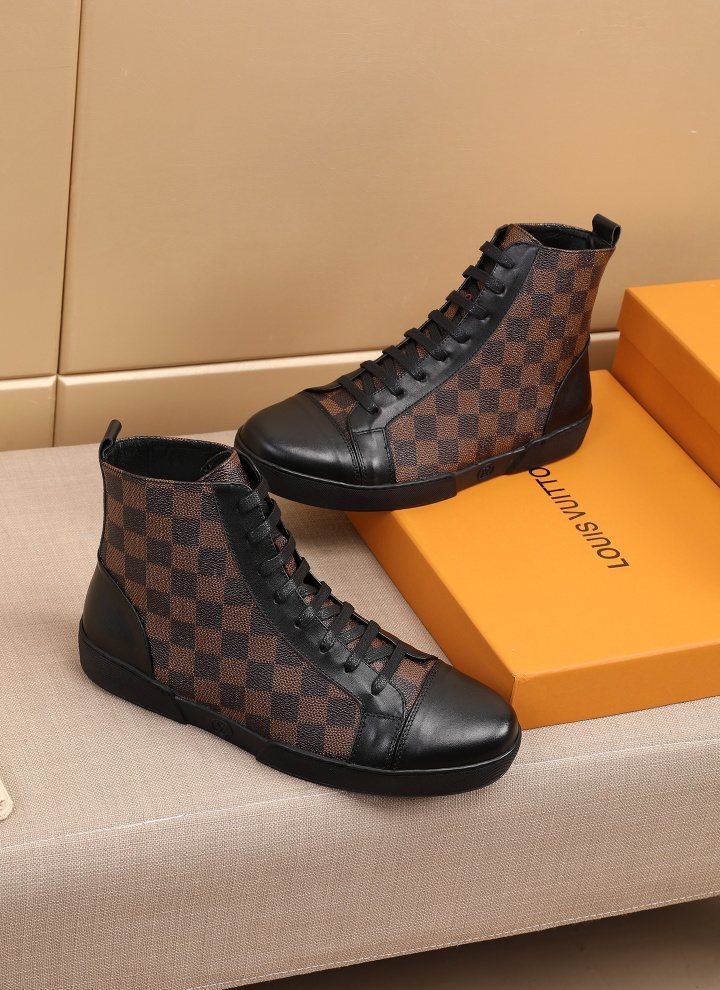 Louis Vuitton Checkerboard High-Top Boots — model