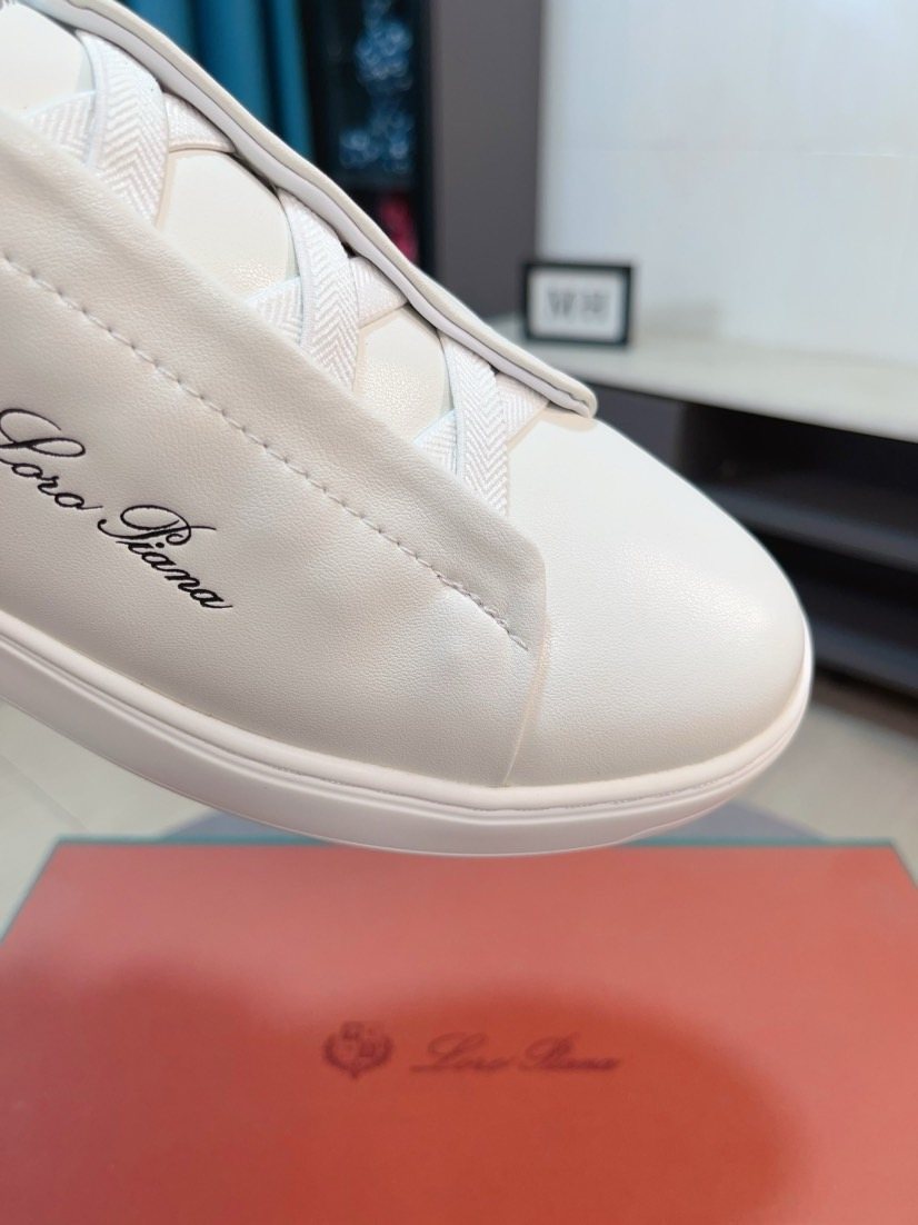 Loro Piana Contrast Stripe Low-Top Sneakers — detail
