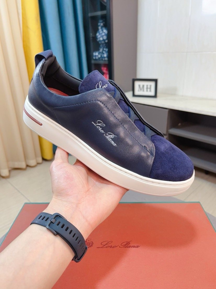 Loro Piana Contrast Stripe Low-Top Sneakers — model