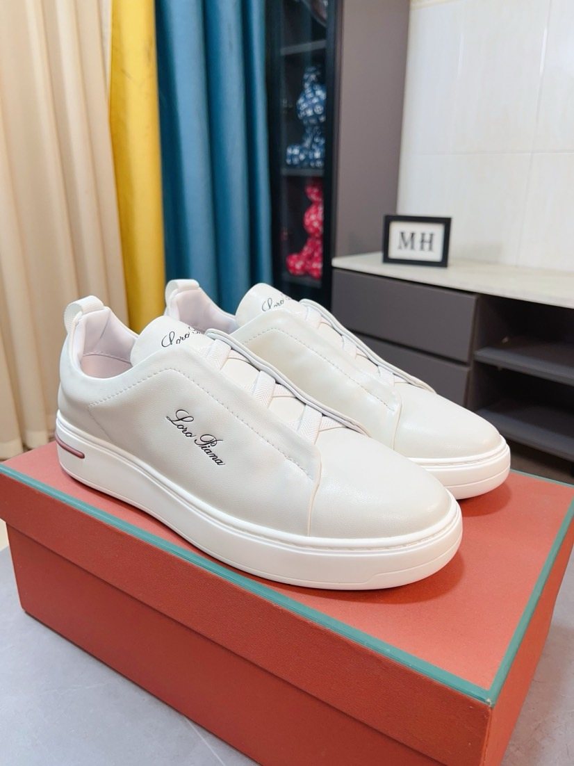 Loro Piana Contrast Stripe Low-Top Sneakers — front