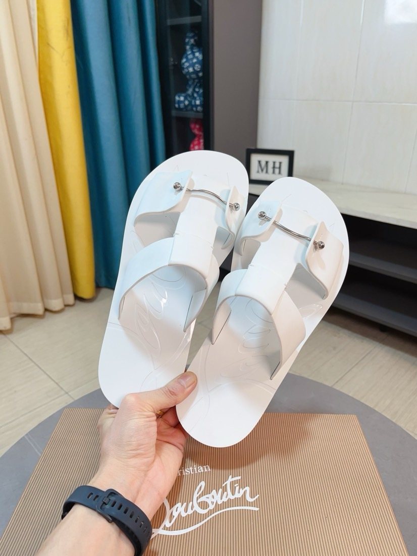 Christian Louboutin Studded Slip-On Sandals — front
