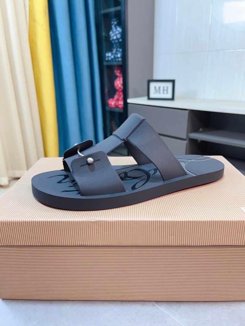 Christian Louboutin Studded Slip-On Sandals — front