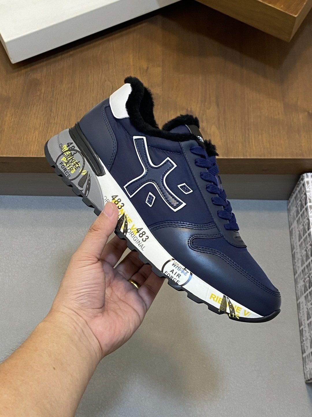 Premiata Graphic Side Lace-Up Sneakers — model